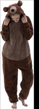 COSUSKET Unisex Adult Sherpa Bear Bodysuit Pajamas Halloween Costume Sleepwear C