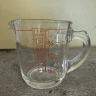 Pyrex Measuring Cup 508  1 Cup Red Lettering Closed D Handle USA Vintage - OZ ML
