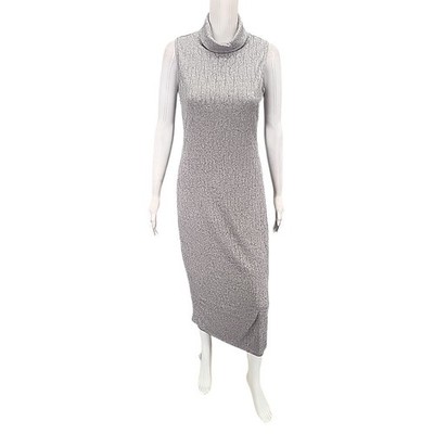 Tiana B. Cozy Rib Sleeveless Turtleneck Dress Side Slit Small Size Heather  Grey | eBay