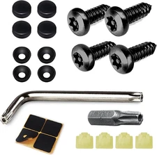 4 Set Black Anti Theft License Plate Screws Kits, One Size, Black-K2 