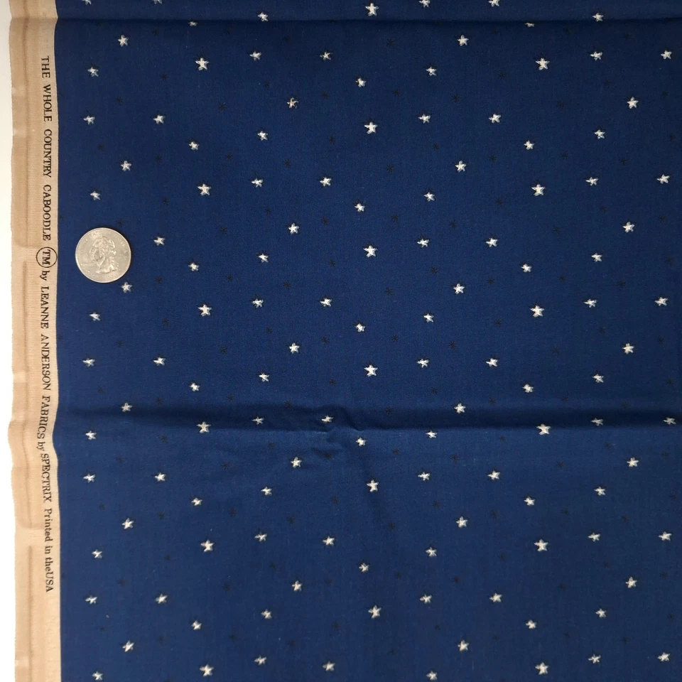 Tiny Stars On Navy Blue Leanne Anderson Spectrix Quilting Cotton Fabric 1.5 YDS - Image 2 of 4
