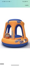 Swimming Pool Basketball Hoop Set by Hoop Shark - Orange/Blue - Inflatable Hoop