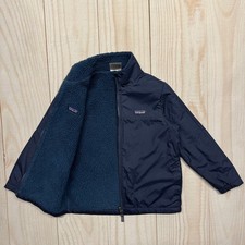 Patagonia Kids Reversible Fleece Insulated Puffer Jacket Size S 7-8 Navy Blue