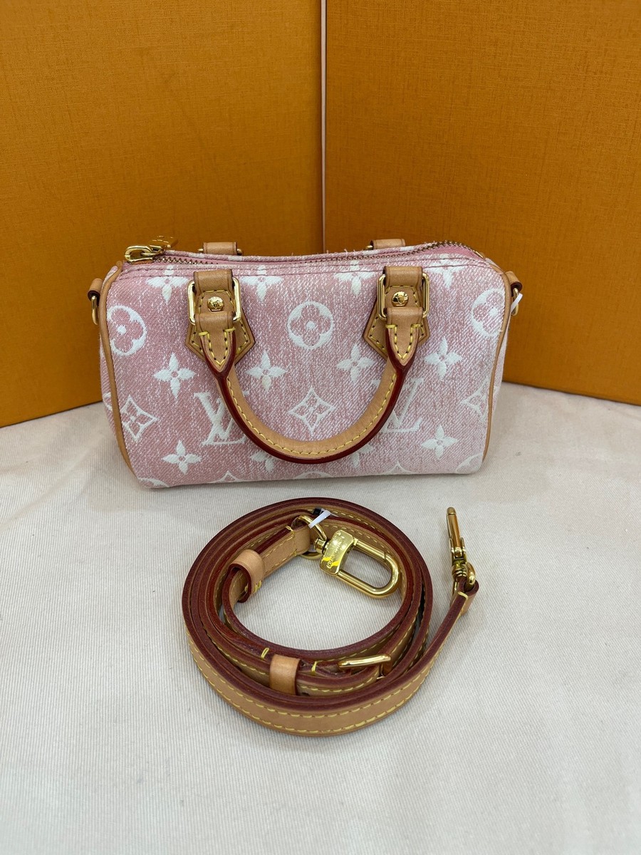 HJ-205 Pre-owned Louis Vuitton Nano Speedy Pink Denim Monogram