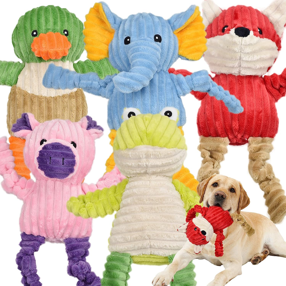 Pack Tough Dog Toys Stuffed Squeaky Dog Toys Assortment Plush