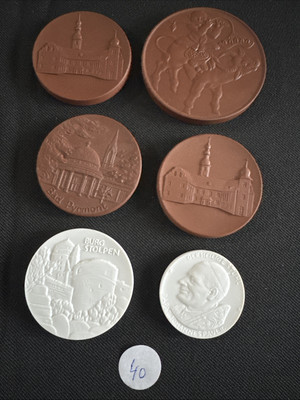 6 x Meissen coin, medal Böttger porcelain bundle, set of 6