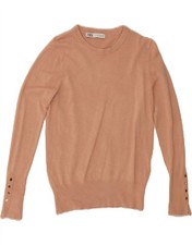 ZARA Womens Crew Neck Jumper Sweater Medium Beige Viscose RS10