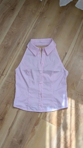 NEU Neckholder Top Bluse Mit Knöpfen Rosa Gr. 34 Xs