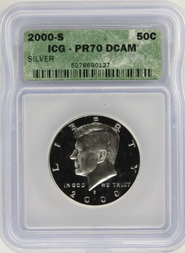 2000 S Proof Silver Kennedy Half Dollar ICG PR70 DCAM