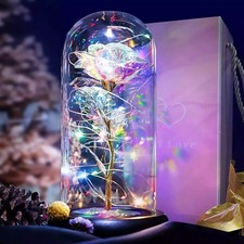 Eternal Forever Galaxy Rose Flower In Glass Dome LED Light Valentine's Day Gift