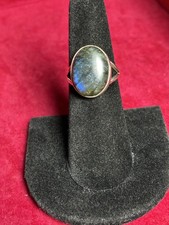 Natural Blue Labradorite Sterling Silver Statement Ring Size 6