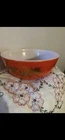 Pyrex Golden Pinecone Holly Leaf 4 qt Large Mixing Bowl  #404 Red Christmas 1960