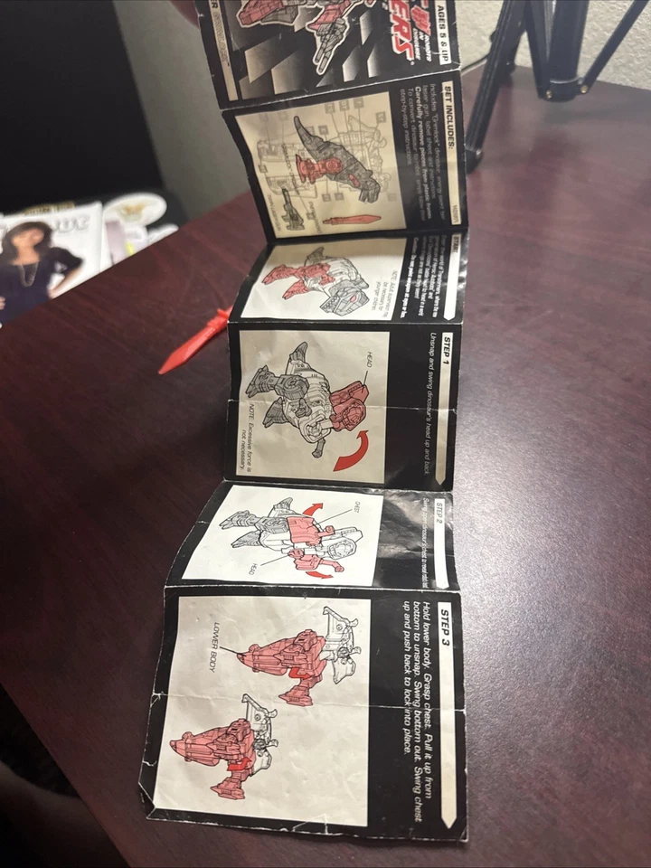 Transformers Original G2 1992 Plata Dinobot Grimlock Completo con Folleto Foto 3 de 4