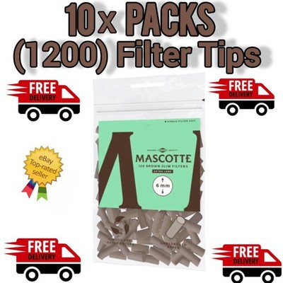 1200 x Mascotte Bio ungebleicht Slim Filter Tips 6 mm Durchmesser x-lang 19 mm