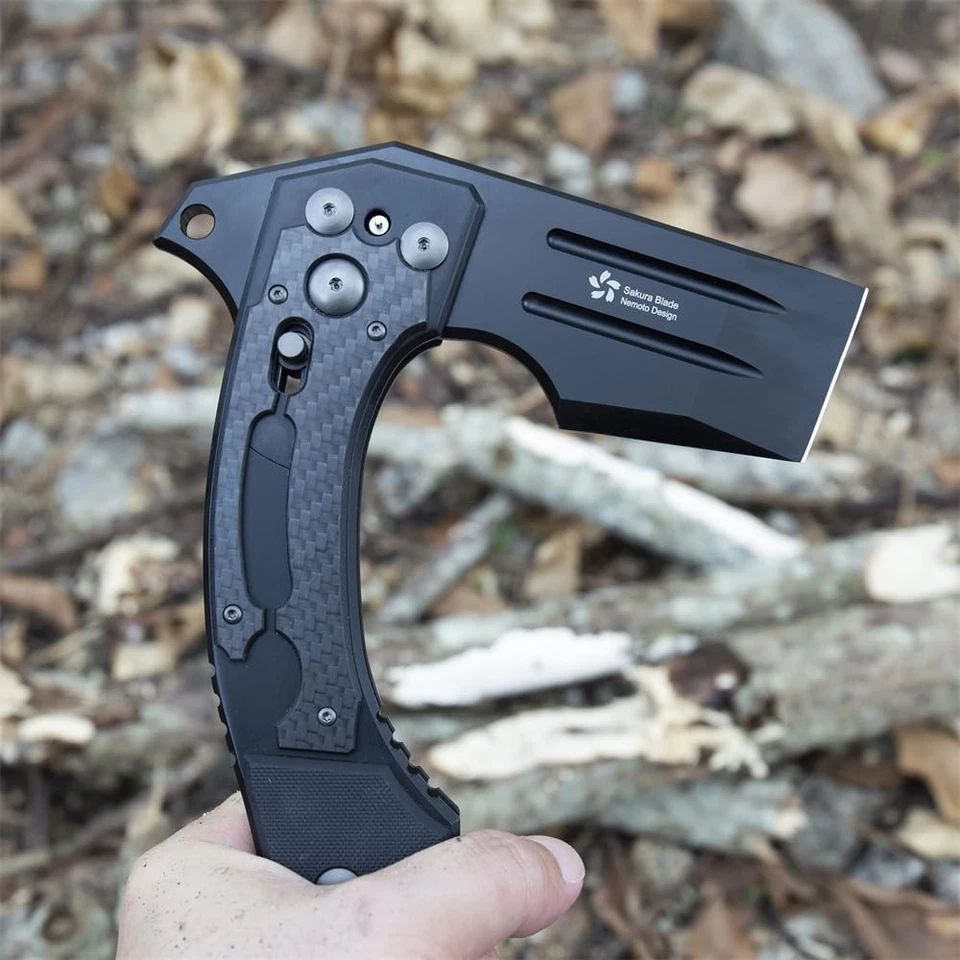 Hacha táctica japonesa plegable de bolsillo para camping, hacha táctica plegable con bloqueo de eje... Foto 4 de 4