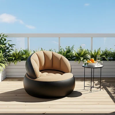 Portable Inflatable Lounge Chair Air Sofa Single Seat Couch for Outdoor Camping - Image 1 of 4