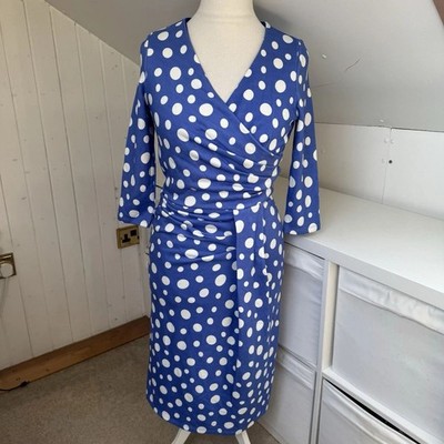 Bombshell London Kleid Größe 12 NEU blau & weiß gepunktet Wackelbleistift 50er-Stil