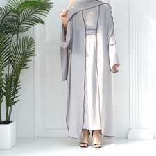 Dubai Women Open Kaftan Evening Long Dress Abaya Muslim Kimono Robe Party Gown