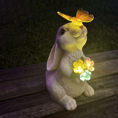 Garden Solar Rabbit Statue: Eco-Friendly Outdoor Decor for Patios & Yards