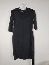 The Limited Womens Split Cowl Neck Belted Sweater Dress XS Black Wool Blend Knit