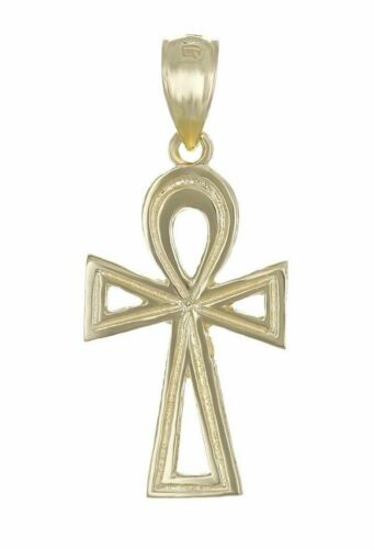14k Yellow Gold Egyptian Ankh Cross Charm Pendant 1.2 grams - Picture 1 of 3