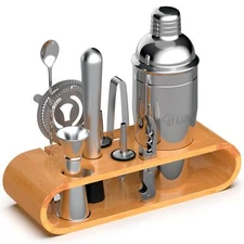 10-Piece Bartender Kit Cocktail Shaker Set Mixologist Tools for Home Bar