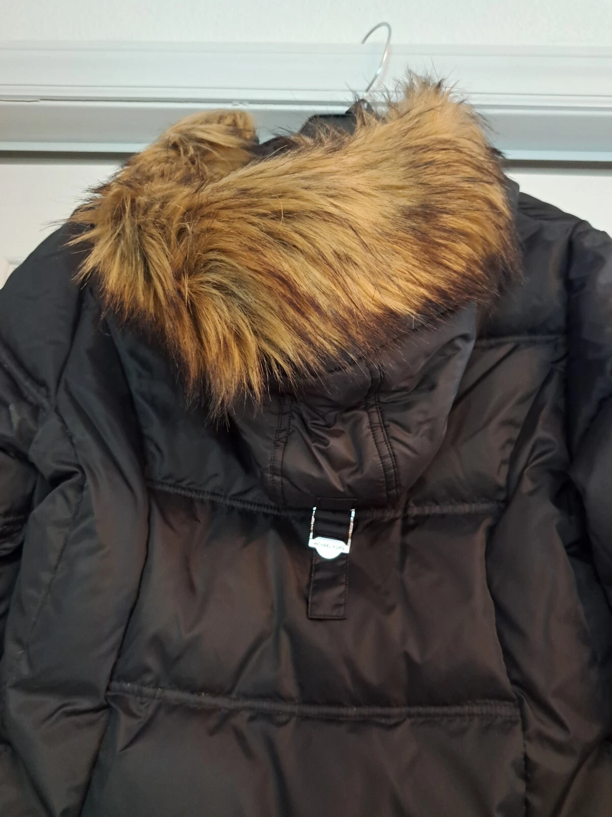 Piumino lungo Michael Kors donna MEDIUM nero nuovo con etichette giacca pelliccia sintetica cappuccio