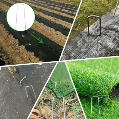 Snapklik.co : 300 Pack Landscape Staples 6 Inches, 11 Gauge Galvanized etal Garden Stakes