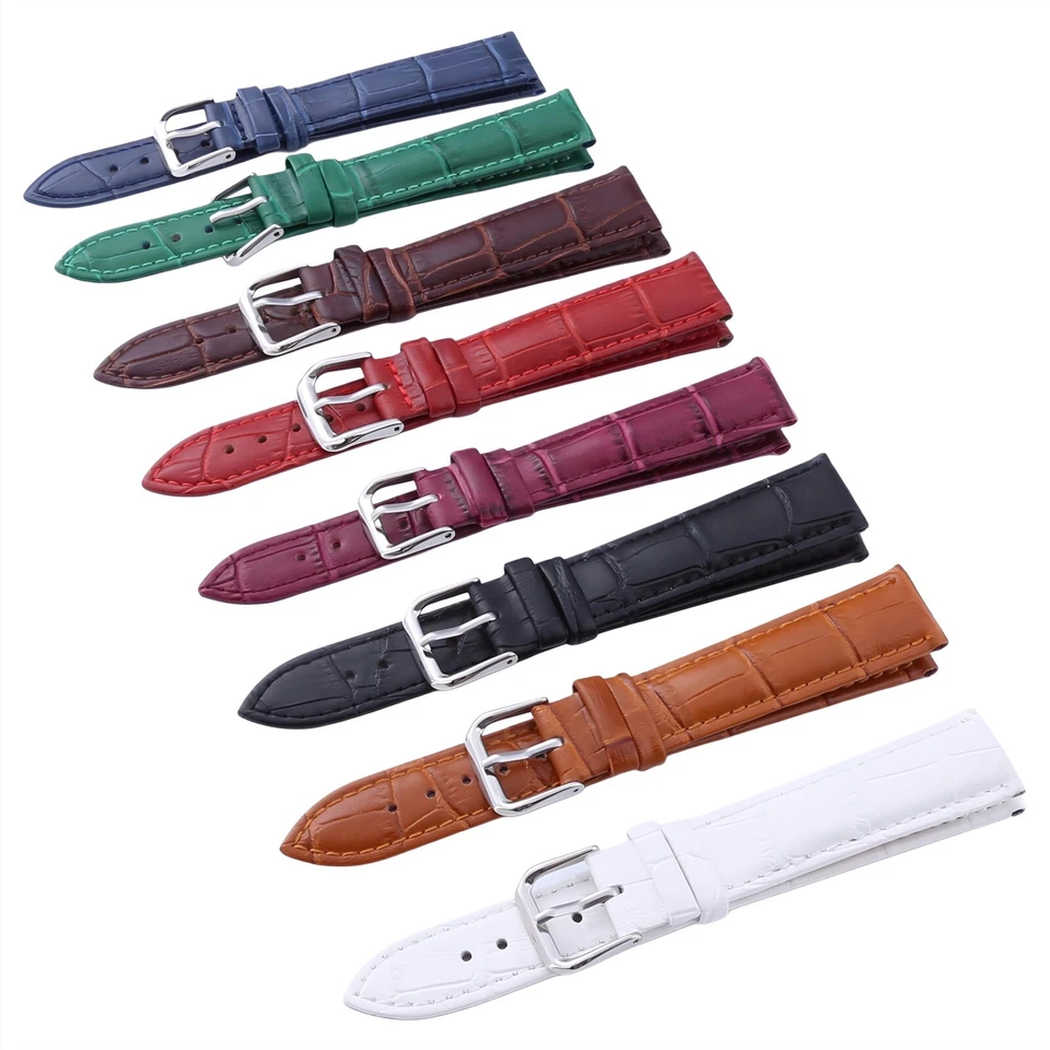 Uhrenarmband Leder Armband Krokoprägung 14-24 mm Silber Gold Schwarz Rosé Uhr - Bild 4 von 4