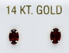 GENUINE 1.24 Cts GARNET STUD EARRINGS 14K GOLD - Free Appraisal Service