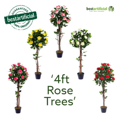  Beste Künstliche 4ft 120cm Rose Blume Baum Garten Wintergarten Büropflanze Neu