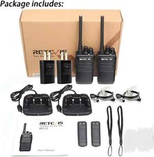 2 Pack Retevis RT17 - UHF 2 Way Radios 2 Chargers and Earpieces Walkie Talkie