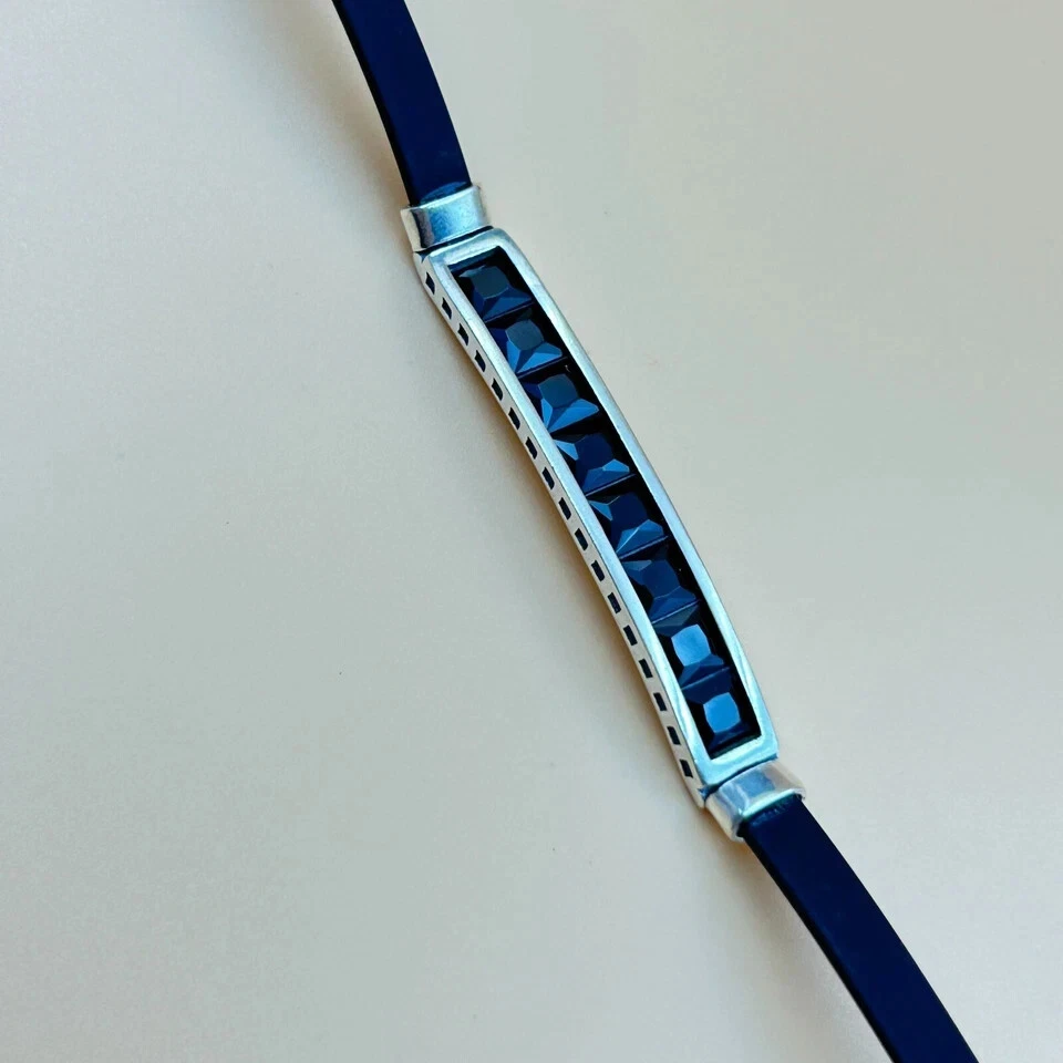 2CT Princess Cut Lab Created Diamond Men's Rubber Bracelet 14K White Gold Finish - Image 2 of 4