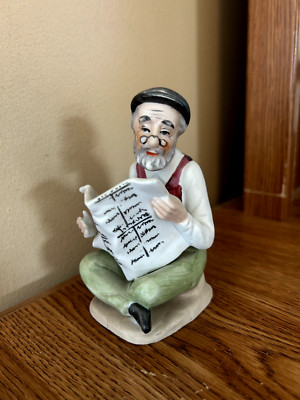 Vintage Bisque Old World Man Reading Newspaper Figurine 3TW-106 | eBay