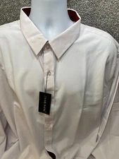 Barry.Wang Men’s White XXXL Polyester Dress Shirt Red Paisley Flip Cuff Collar