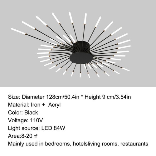 ANZHUANG LED Ceiling Lights Black Modern Ceiling Light With Remote Control Large XXL Living Room Lamp For Bedroom Kitchen (140CM, Black