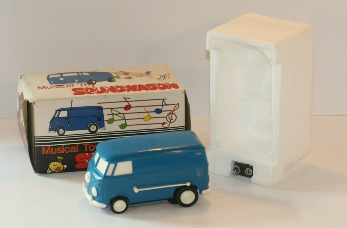 Tamco Japan Musical Toy Soundwagon Blue VW Bus Record Player IOB