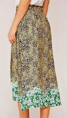 New GIGIO Size S M L floral cottage core elastic waist faux wrap midi skirt - Picture 4 of 12