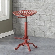 Pemberly Row Traditional Wood 18.75" Metal Stool in Red Finish