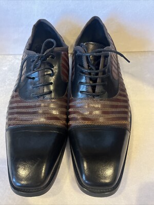 Asher Green Sz 9.5 Leather Shoes Cap Toe Wingtip Oxfords 2 Tone Lace Up Dress