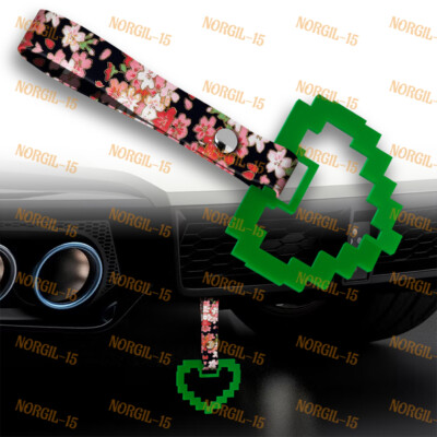JDM TSURIKAWA Mosaic Heart Green Ring Train Bus Handle Fabric Strap Nylon BKF
