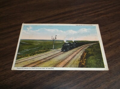 1910's UNION PACIFIC PASSENGER TRAIN AT GRANITE CANYON WYOMING UNUSED POST CARD