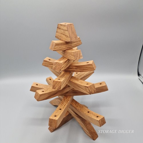 Vintage Weihnachtsbaum aus Holz, beweglich, flach liegend oder aufdrehbar, aufklappbar Wohndeko - Bild 7 von 11