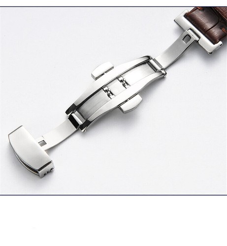 Genuine Leather Strap for Apple Watch Ultra 8 6 Steel Clasp Buckle Band 20mm - Picture 19 of 26