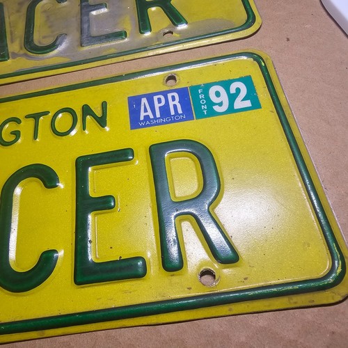 1980s WASHINGTON "RACER" LICENSE PLATE SET 1992 TAG VANITY PERSONAL CAR VEHICLE - 第 7/18 張圖片