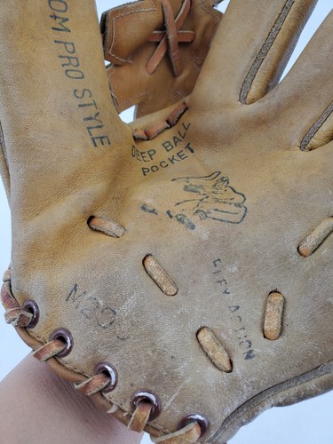 VTG AHI Brand M200 Baseball Glove Mitt Top Grain Cowhide Leather 9" Japan Made - Picture 5 of 12