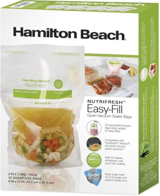 Hamilton Beach NutriFresh Easy-Fill Quart Size Vacuum Sealer Bags, 78306