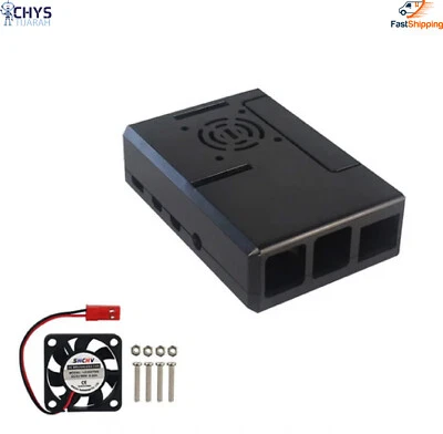 Raspberry Pi 4 Model B ABS Case Black Plastic Shell with Cooling Fan