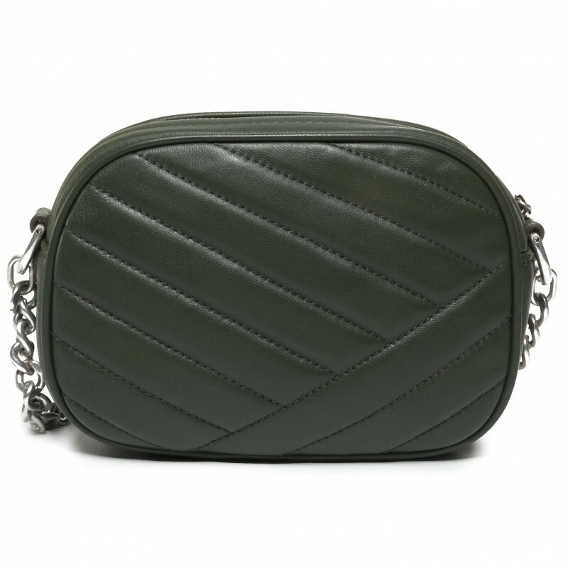 Borsa a tracolla Tory Burch Kira piccola in pelle Chevron per fotocamera ~nuova senza etichette~ Poblano