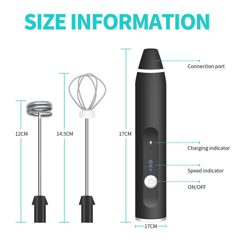 Milk Frother Electric Egg Beater USB Charging Mixer for Coffee Drink Portable